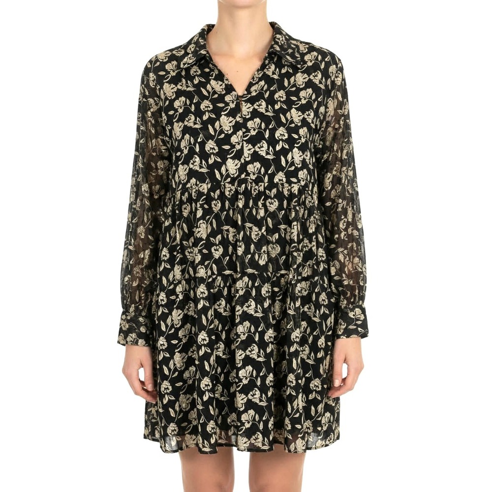 En Saison Floral Print‎ Babydoll Mini Dress in black Women Dress Size Small
